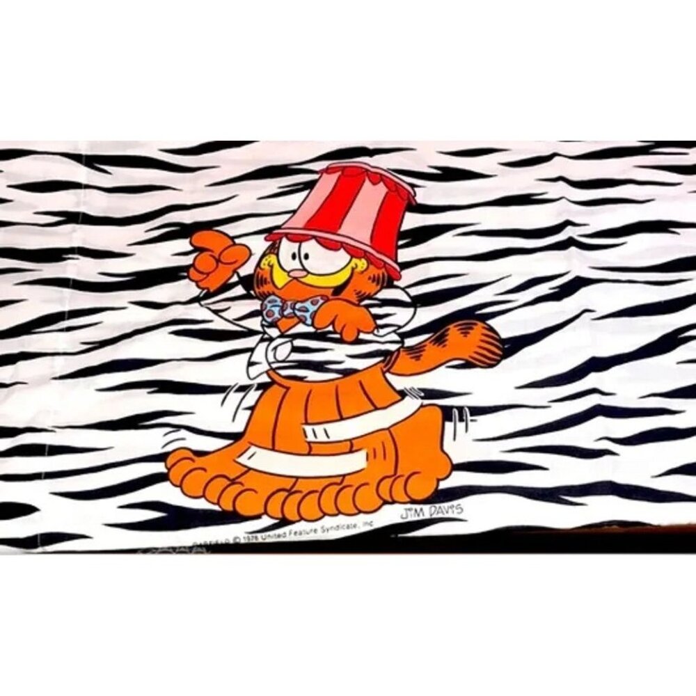 Vintage Garfield Pillow Case Double Sided Cat Paint Zebra Jim Davis Standard